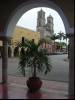 Sidewalk and church.